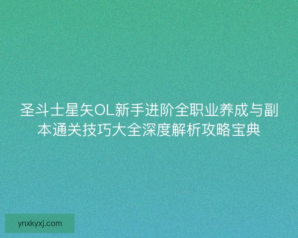 圣斗士星矢OL新手进阶全职业养成与副本通关技巧大全深度解析攻略宝典