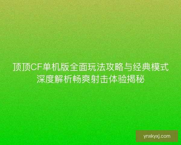 顶顶CF单机版全面玩法攻略与经典模式深度解析畅爽射击体验揭秘