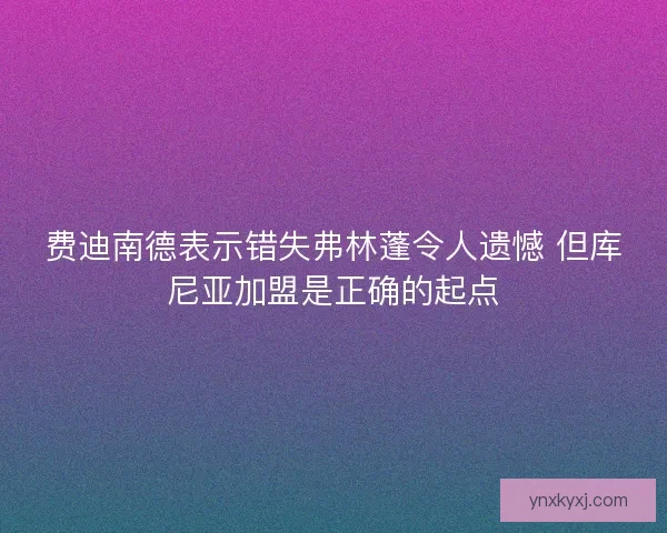 费迪南德表示错失弗林蓬令人遗憾 但库尼亚加盟是正确的起点